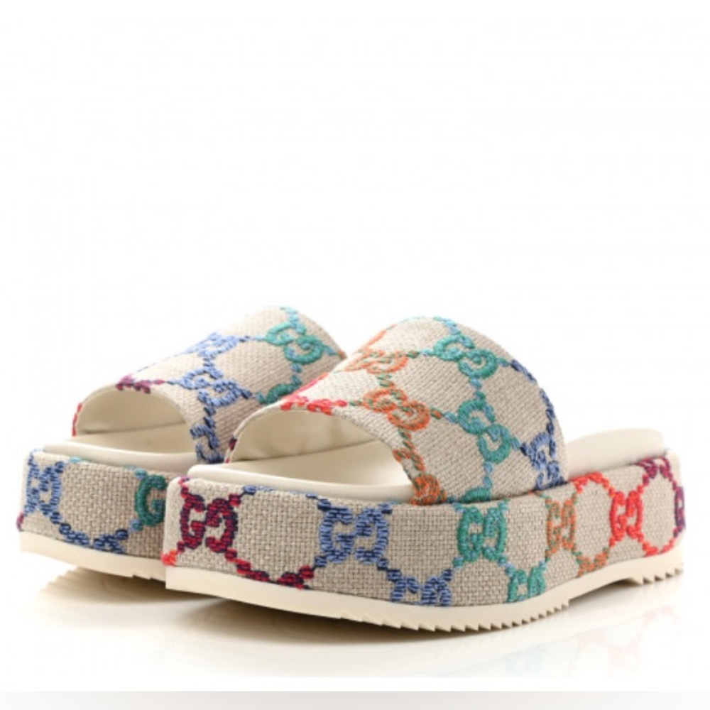BNIB Psychedelic Mini GG Platform Slides